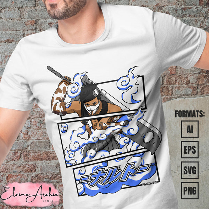 Premium Zabuza Momochi Naruto Anime Vector T-shirt Design Template.jpg