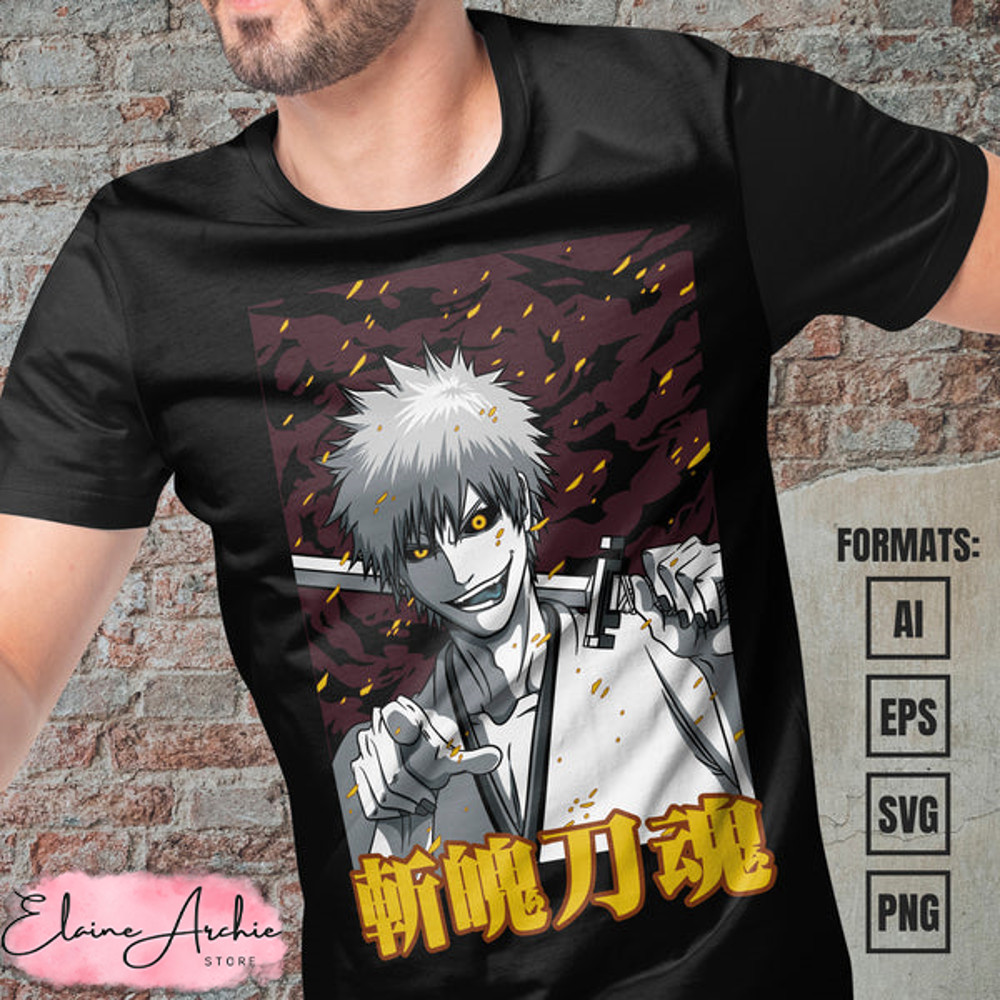 Premium Zangetsu Bleach Anime Vector T-shirt Design Template.jpg