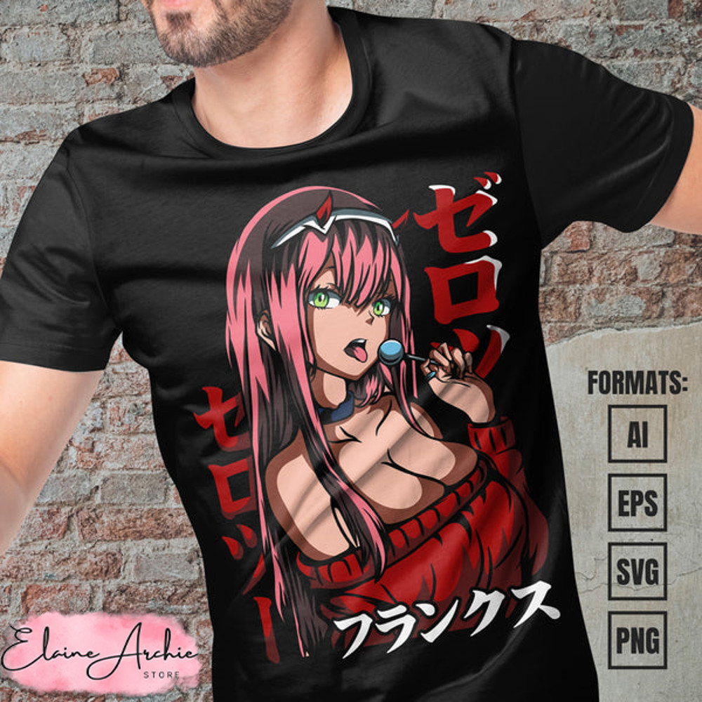 Premium Zero Two Anime Vector T-shirt Design Template #2.jpg