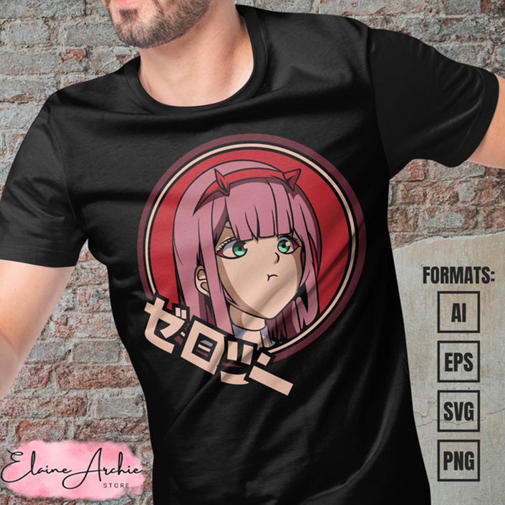 Premium Zero Two Anime Vector T-shirt Design Template #3.jpg