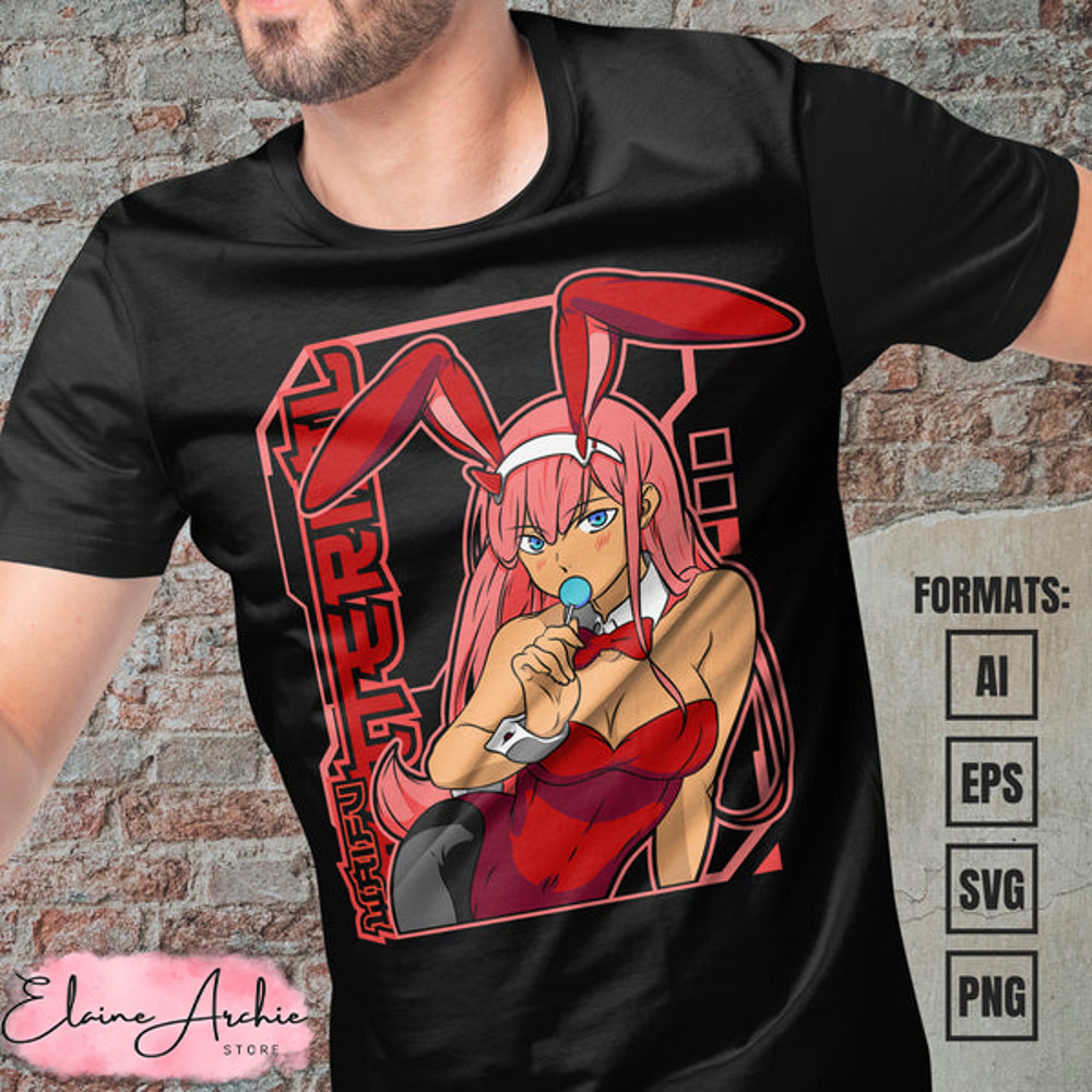 Premium Zero Two Anime Vector T-shirt Design Template.jpg