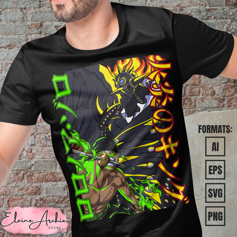 Premium Zoro x King One Piece Vector T-shirt Design Template.jpg