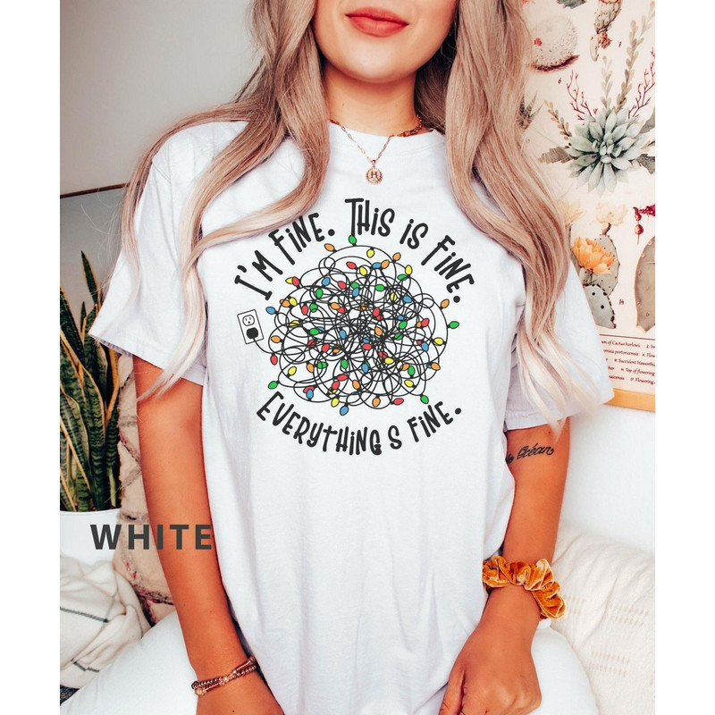 Everything Is Fine Christmas T-Shirt, Funny Christmas Shirt, Printasty Christmas, Tangled Christmas Lights T-Shirt.jpg