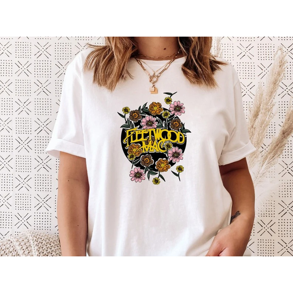 fleetwood mac tshirt, Fleetwood Mac shirt, Band Tee, Stevie Nicks, Fleetwood Mac, Rock Band Gift, flower shirt, Fleetwoo.jpg