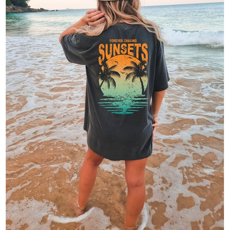 Forever Chasing Sunsets Tee, Sun Seeker T-shirt, Comfort Colors T-shirt, Beach Tee, Sunset T-shirt, Tee, Size up for Ove.jpg