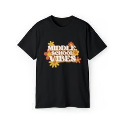 groovy middle school vibes retro back to school shirt, back to school shirt, middle school shirt, teacher shirt