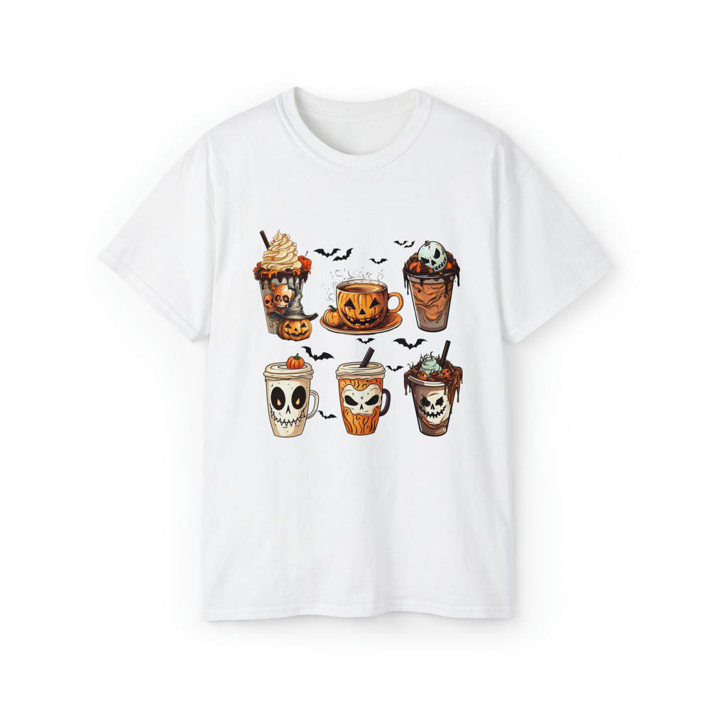 Halloween Coffee Shirt, Bundle Skeleton Coffee Shirt, Skull Clipart, Halloween Coffee Cups Shirt.jpg