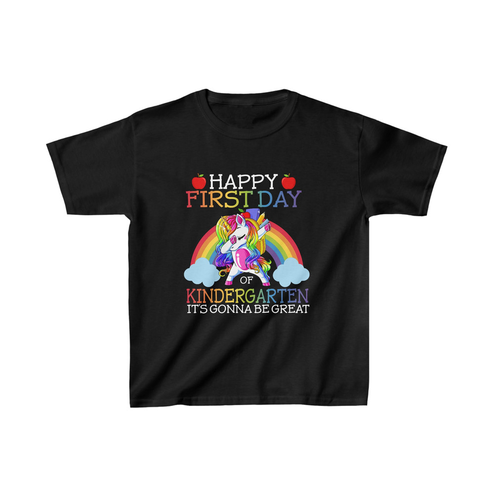 Happy First Day Of Kindergarten shirt, Unicorn with Rainbow shirt, Kindergarten Unicorn shirt, Back To School shirt, Uni.jpg