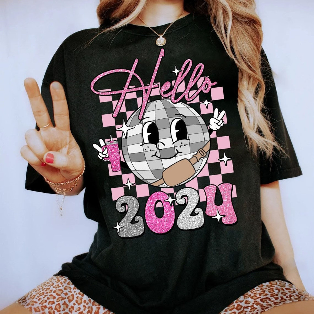 Hello 2024 Glitter Sequins Shirt, New Year 2024 Shirt, Disco New Year Shirt, Boujee Bougie Holiday Retro.jpg