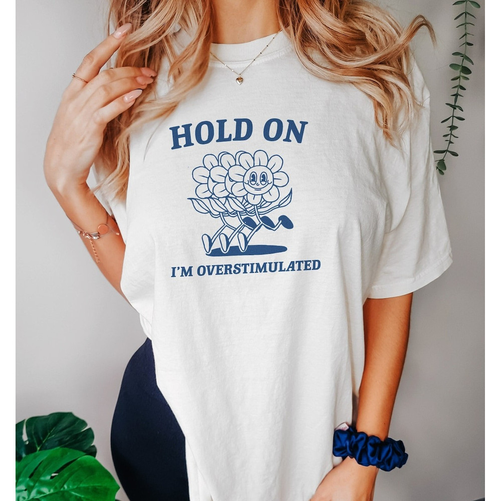 Hold On I'm Overstimulated, Meme T Shirt, Funny Graphic T Shirt, Retro Cartoon T Shirt, Unisex T Shirt.jpg