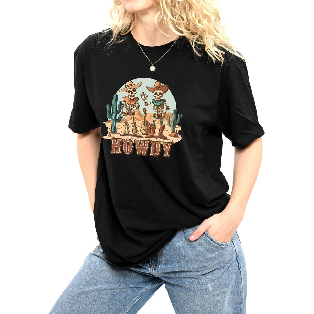 Howdy Cowboy T-Shirt, Skeleton Cowboy Tee, Dancing Skeleton Tee, Howdy shirt, Cowboy shirt, Halloween Shirt, Halloween.jpg