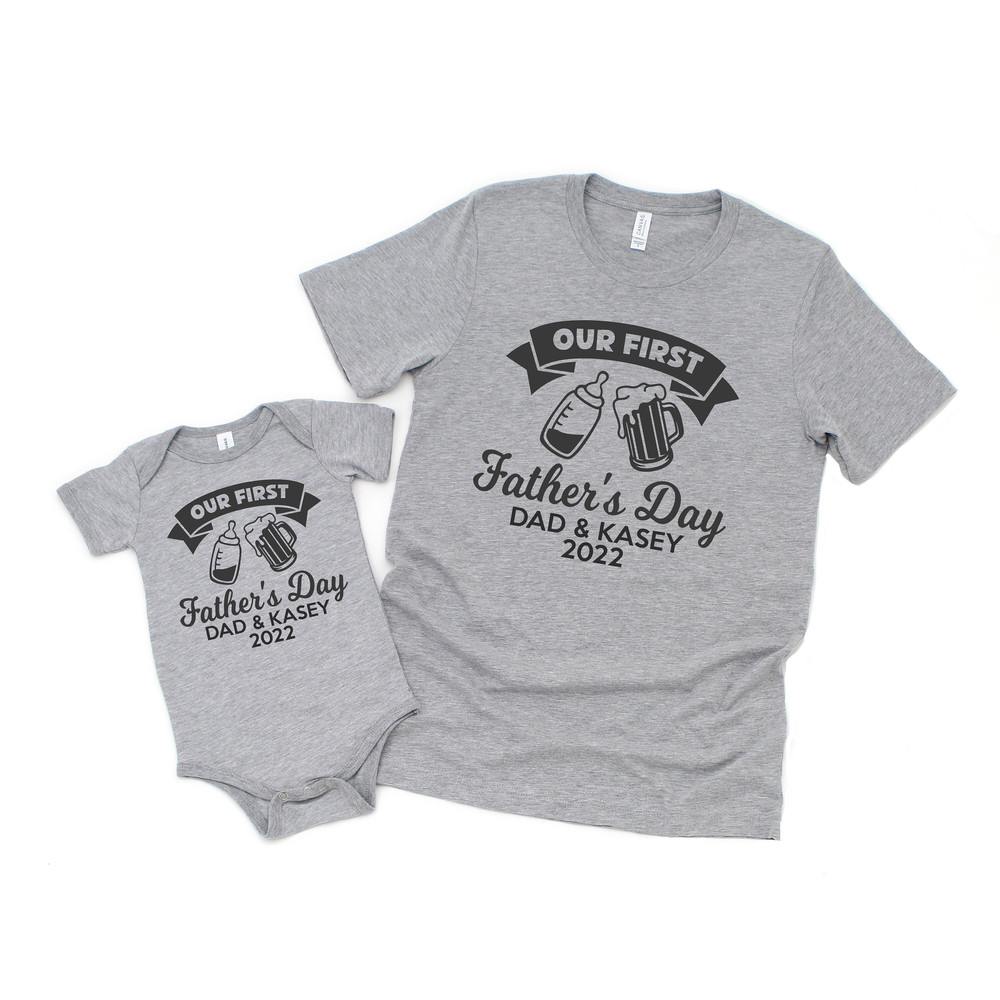 Matching Son And Dad Shirts, Our First Father's Day Tees, Father's Day Gift, Matching Dad Kid, Father Daughter Tee, Custom Father's Day Tee.jpg
