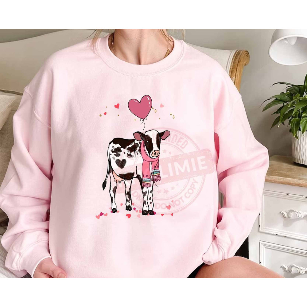 Holstein Cow Valentine Sweatshirt, Love Shirt, Valentines Day Shirt, Cow Lover Shirt, Western Valentine Sweatshirt, Valentine Animals Shirt.jpg
