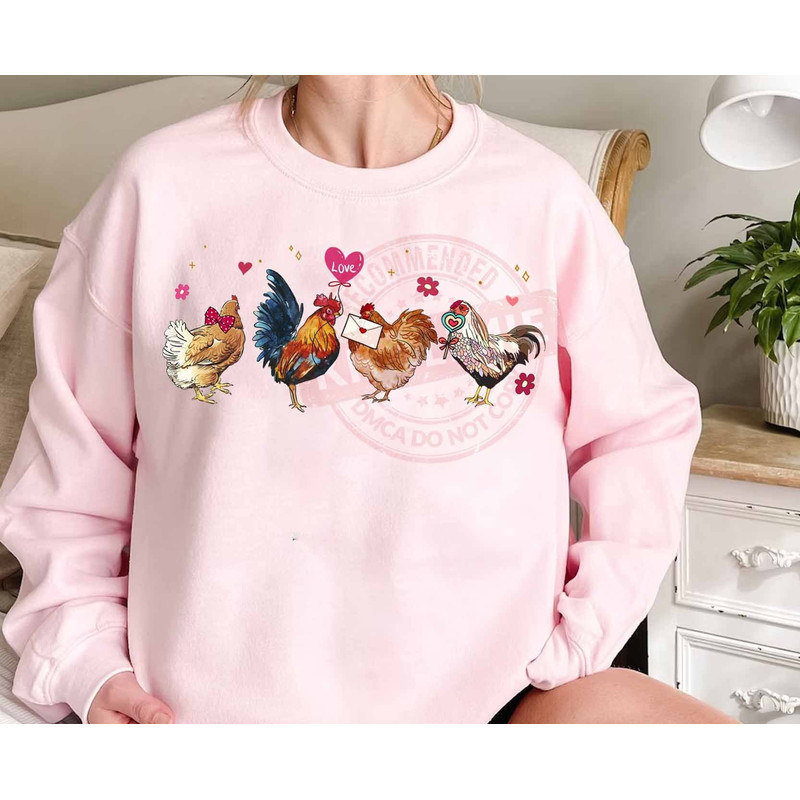 Valentine Chicken Sweatshirt, Valentines Day Shirt, Love Shirt, Chicken Shirt, Western Valentine Sweatshirt, Valentine Animals Shirt.jpg