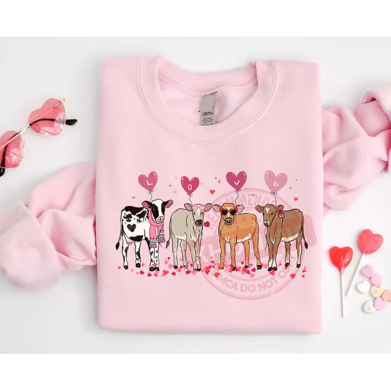 Valentine Cow Sweatshirt, Heifer Valentine Shirt, Love Shirt, Cow Lover Shirt, Western Valentine Sweatshirt, Valentine Animals Shirt.jpg