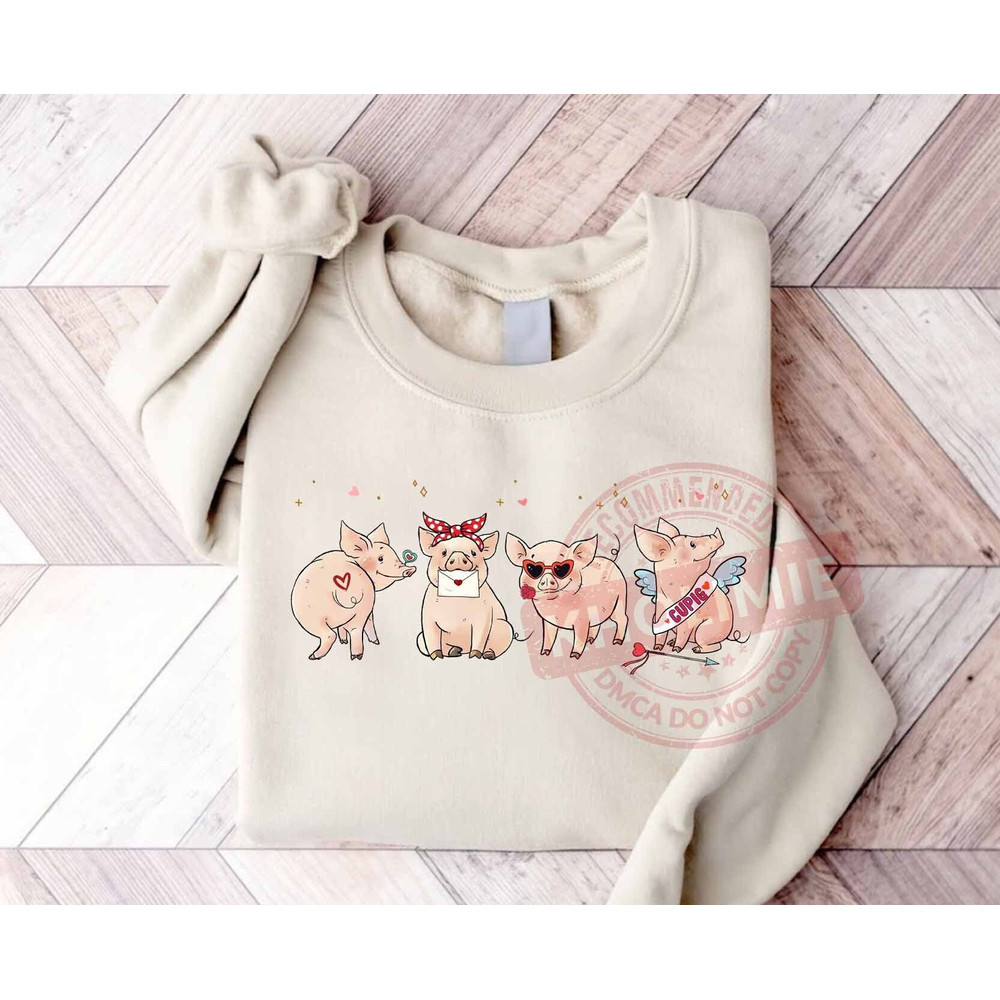 Valentine Pig Sweatshirt, Cute Pig Shirt, Valentine Shirt, Pig Lover Shirt, Western Valentine Sweatshirt, Valentine Animals Shirt.jpg