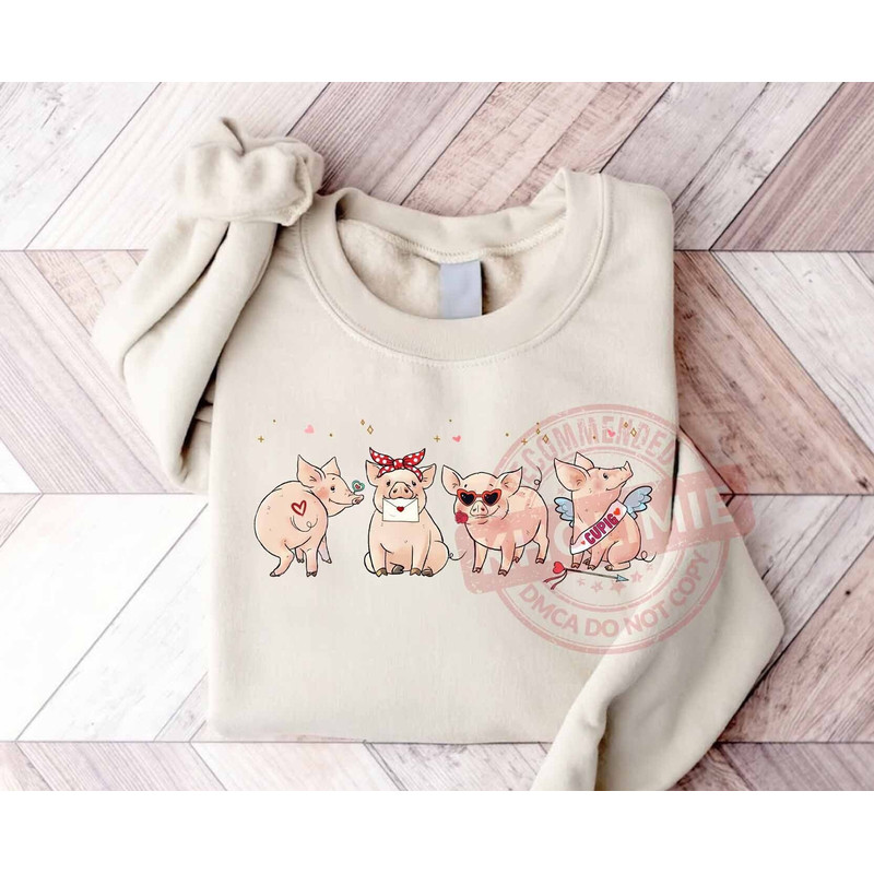 Valentine Pig Sweatshirt, Cute Pig Shirt, Valentine Shirt, Pig Lover Shirt, Western Valentine Sweatshirt, Valentine Animals Shirt.jpg