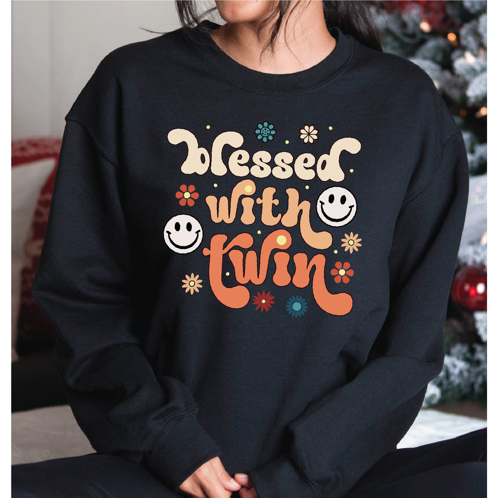 Blessed With Twin Sweatshirt, Mother Hoodie, Mom Sweater, Gift For Mother, Mother Slevees, Mother's Day Sweatshirt, Gift for Women, A309.jpg