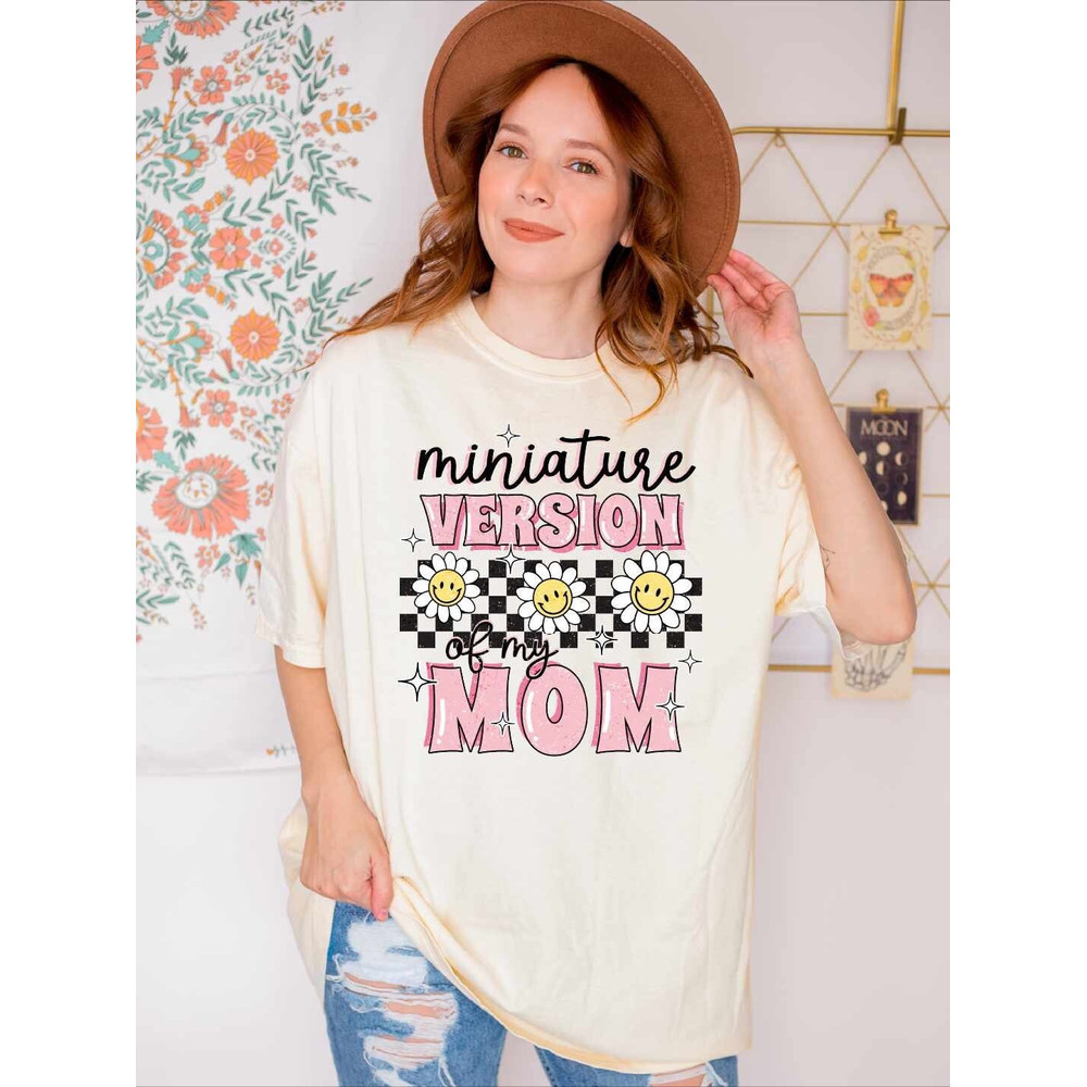 Comfort Colors Miniature Version Of My Mom Shirt, Mother Daughter Matchings Tee, Vintage Youth T-Shirt, Retro Boho Style Daughter Tree, A808.jpg