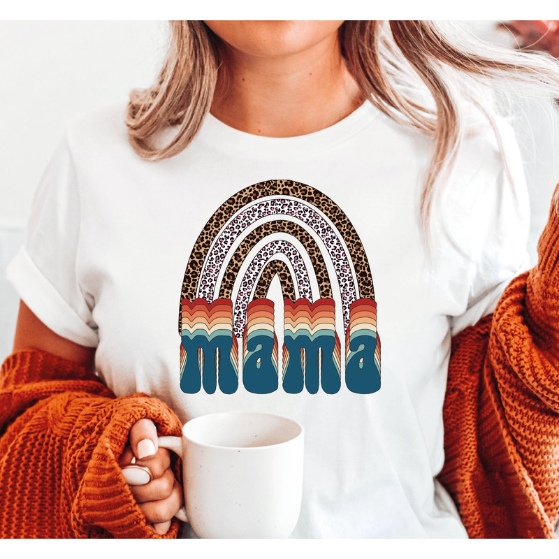 Retro Rainbow Mama Shirt, Mother Tshirt, Mom Shirts, Gift For Mother, Mother Tee, Mother's Day Shirt, Funny Tshirt, Gift for Women, A314.jpg