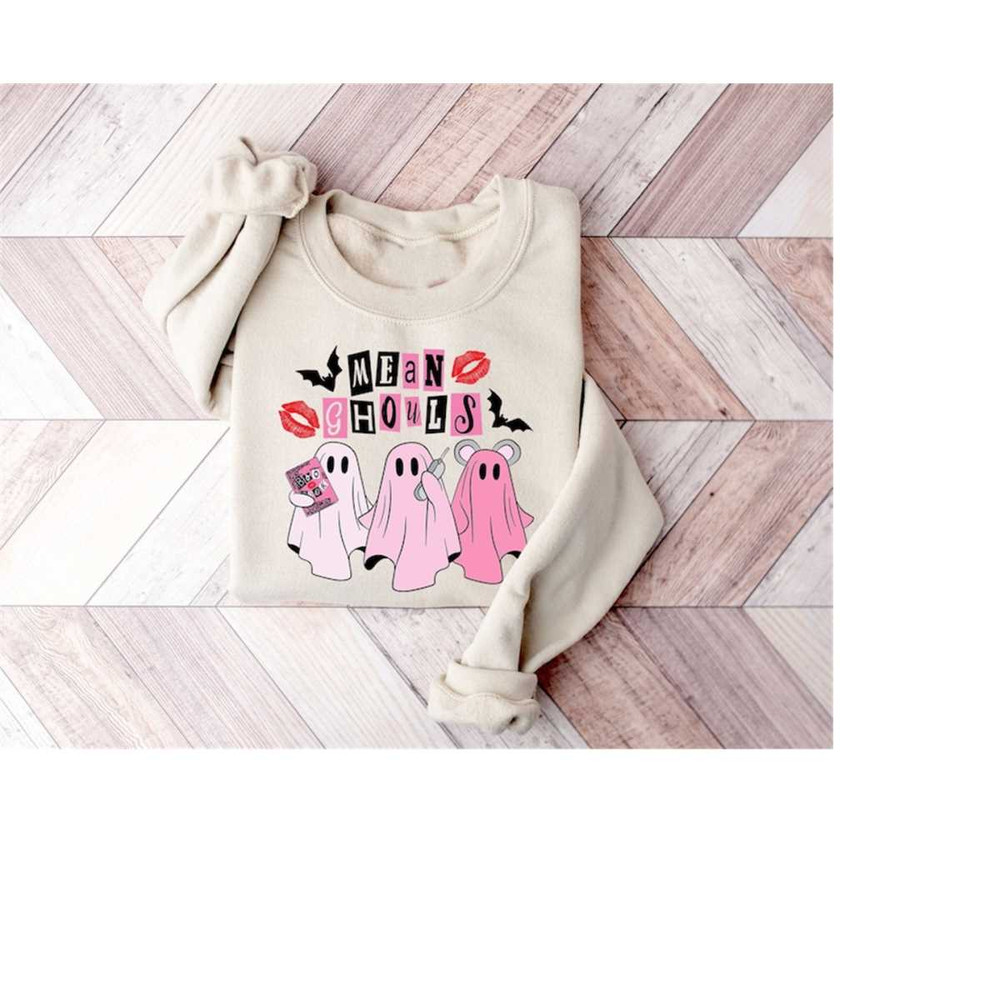 Mean Ghouls Halloween Girls Sweatshirt, Pink Halloween Sweater,Let's Go Ghouls Sweater,Spooky Season Shirt,Halloween Gho.jpg