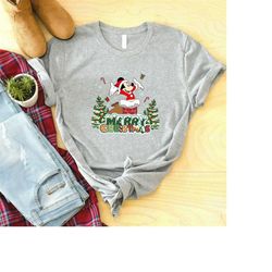 merry christmas shirt, santa mickey mouse shirt, disney christmas shirt, disney characters shirt, disney world xmas t-sh
