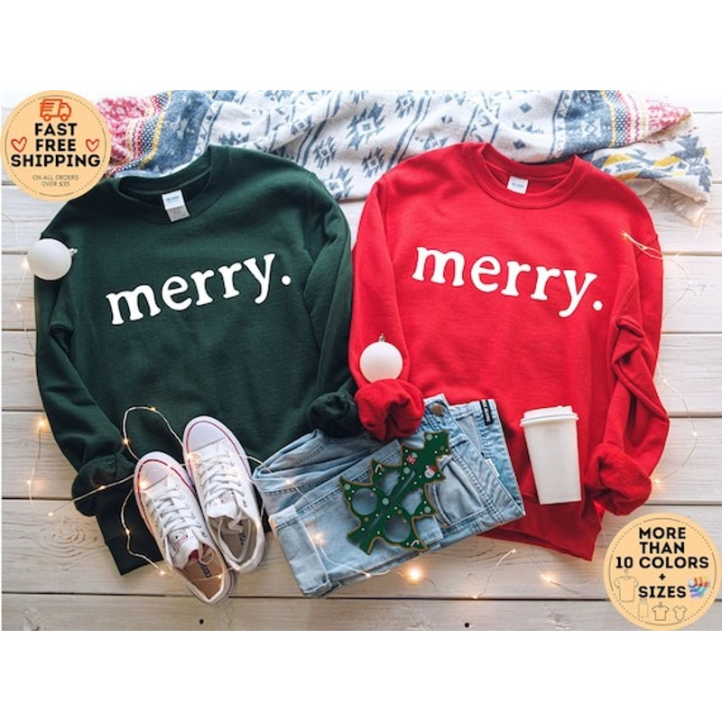 Merry Sweatshirt, Merry Christmas Sweatshirt, Christmas Matching pajamas, Christmas shirt for Women, Christmas Crewneck,.jpg