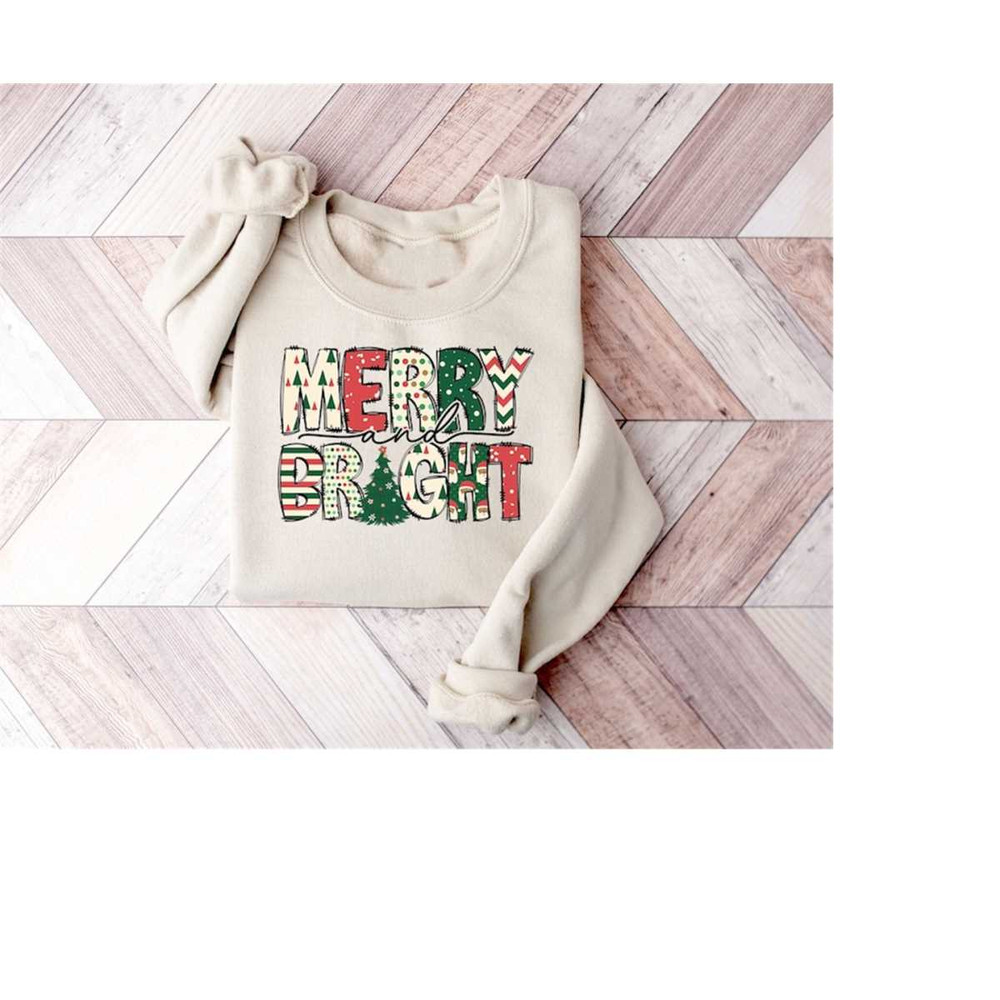 Retro Merry & Bright Christmas Trees Sweatshirt,Christmas Sweatshirt, Holiday Sweater,Womens Holiday Sweatshirt,Christma.jpg