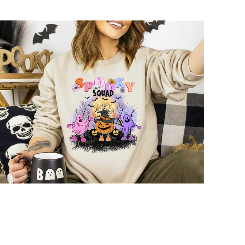Spooky Squad Sweatshirt, Horror Squad Hoodie, Halloween Matching Sweater, Spooky Season Tee, Halloween Family Shirt, Fun.jpg
