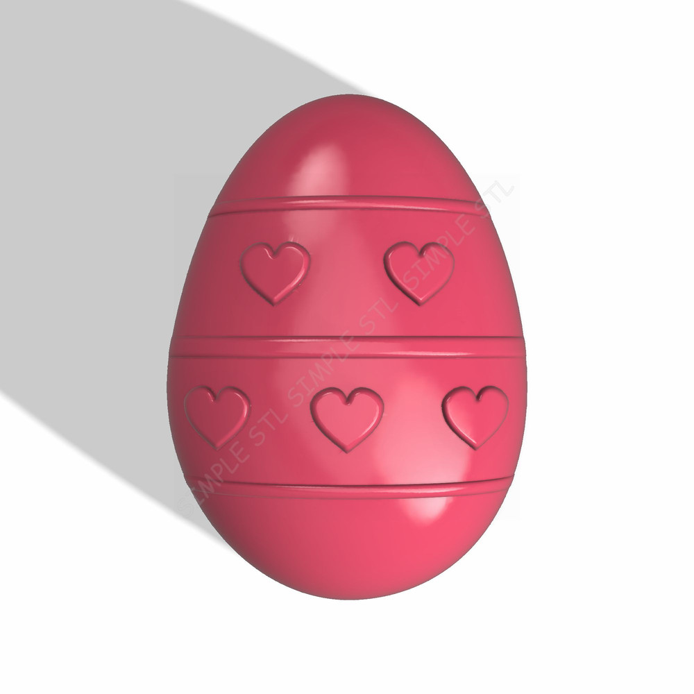 Egg With Hearts STL FILE For Vacuum Forming And 3D Printing 0
