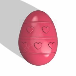 egg with hearts stl file for vacuum forming and 3d printing