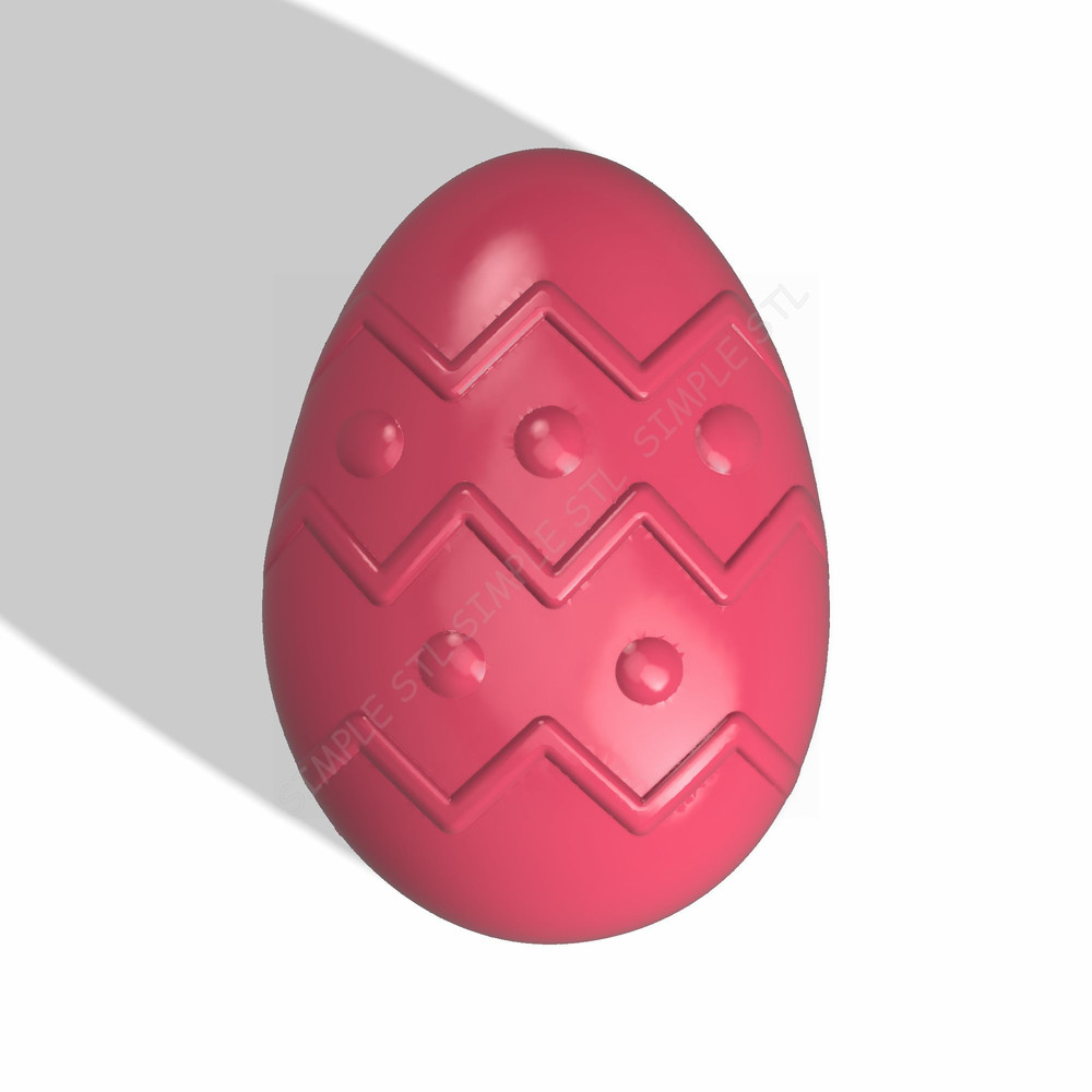 Egg With Stripes And Points STL FILE For Vacuum Forming And 3D Printing 0
