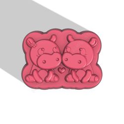 hippos in love stl file for vacuum forming and 3d printing