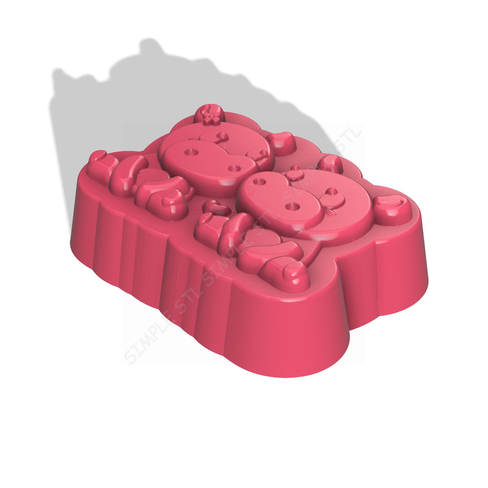 Hippos In Love STL FILE For Vacuum Forming And 3D Printing 1