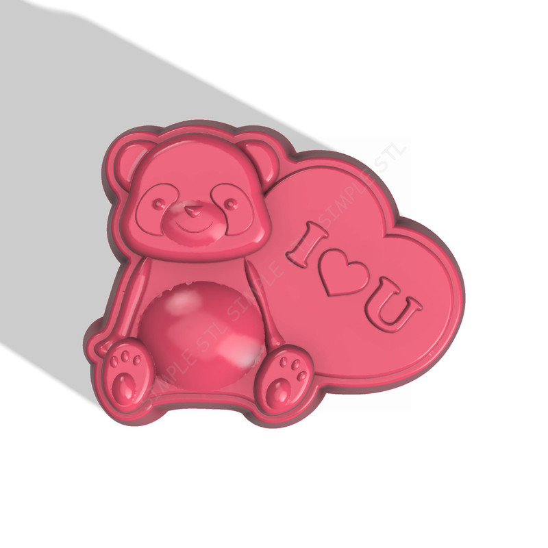 Panda With Heart STL FILE For Vacuum Forming And 3D Printing 0