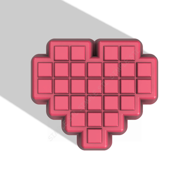 Pixel Heart STL FILE For Vacuum Forming And 3D Printing 0