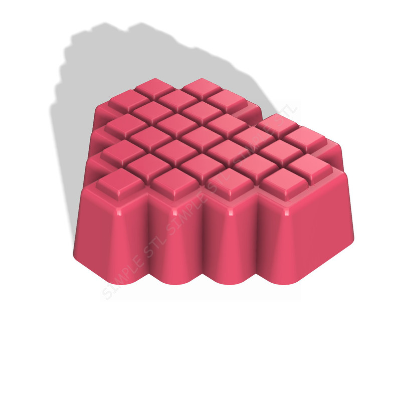 Pixel Heart STL FILE For Vacuum Forming And 3D Printing 1