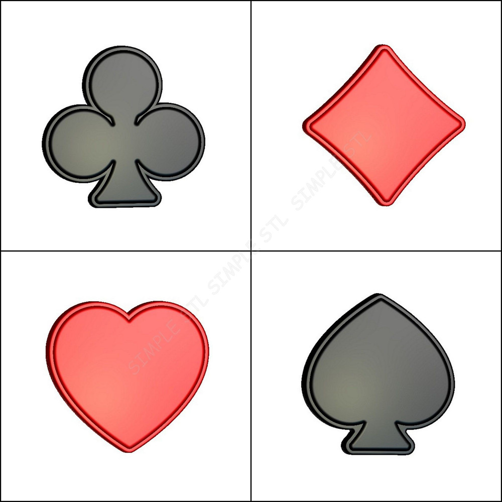 Card Suits Stl FILE For Vacuum Forming And 3D Printing 0