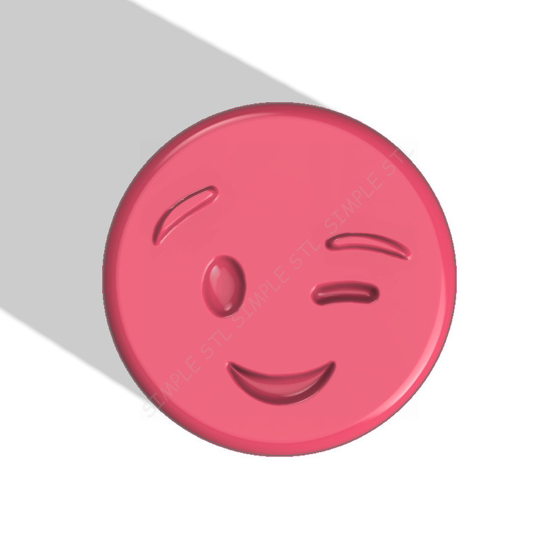 Emoji Winking Stl FILE For Vacuum Forming And 3D Printing 0