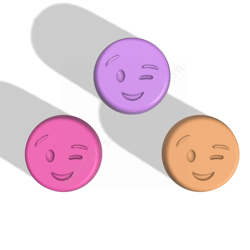 Emoji Winking Stl FILE For Vacuum Forming And 3D Printing 2