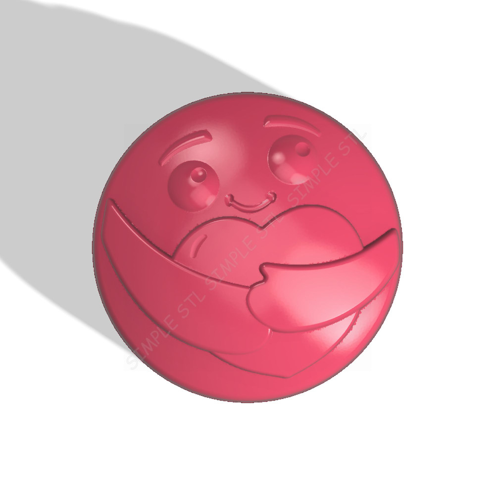 Emoji Hugging The Heart Stl FILE For Vacuum Forming And 3D Printing 0