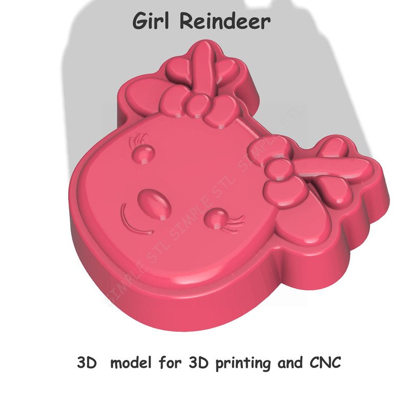 Girl Reindeer Stl FILE For Vacuum Forming And 3D Printing 1