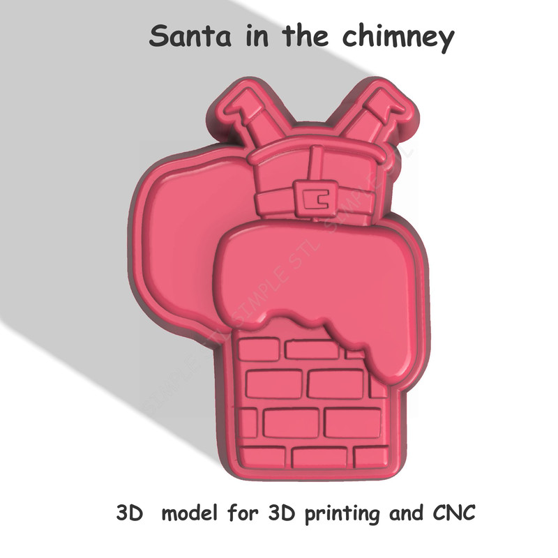 Santa In The Chimney Stl FILE For Vacuum Forming And 3D Printing 2 0