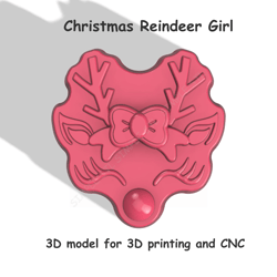 christmas reindeer girl stl file for vacuum forming and 3d printing