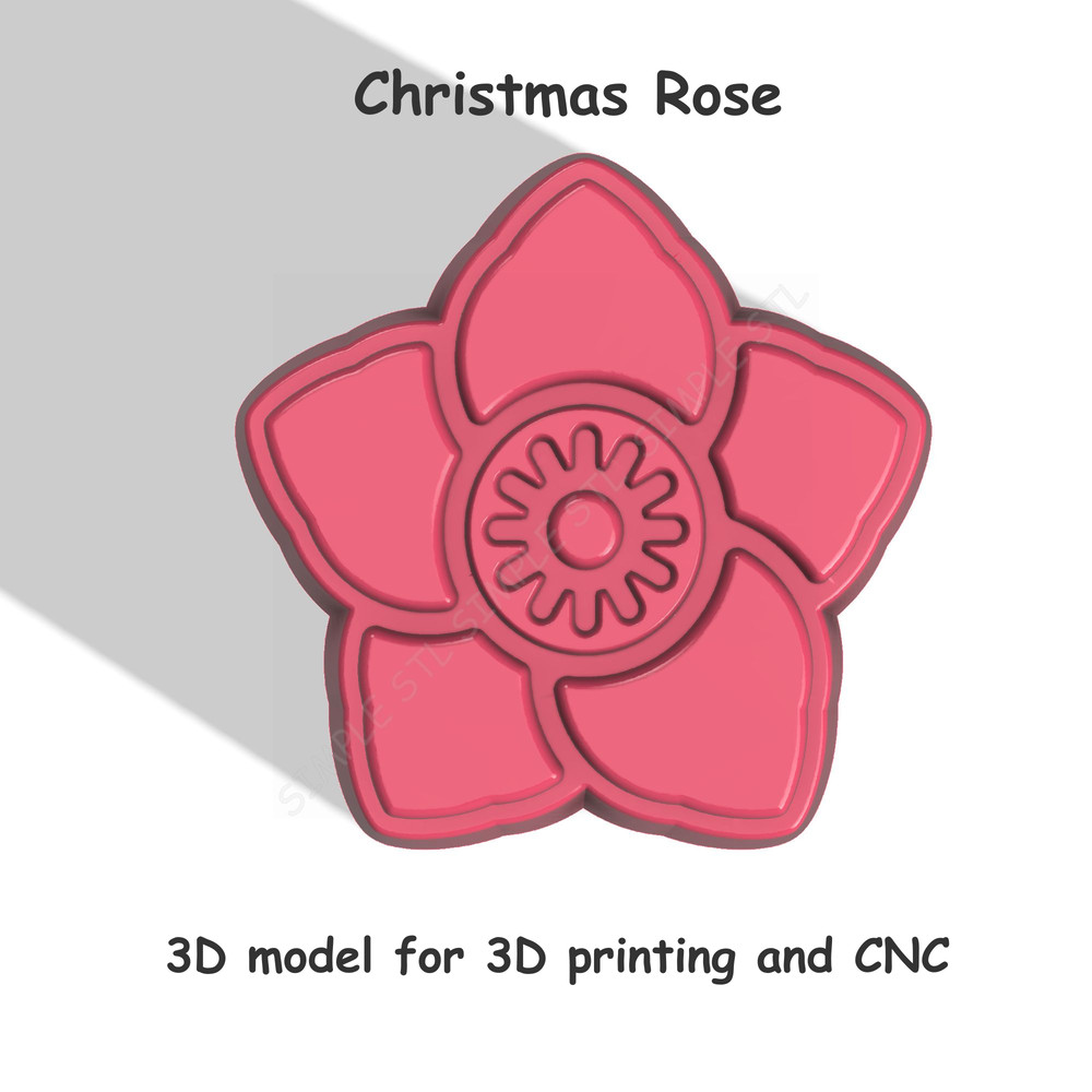 Christmas Rose Stl FILE For Vacuum Forming And 3D Printing 0