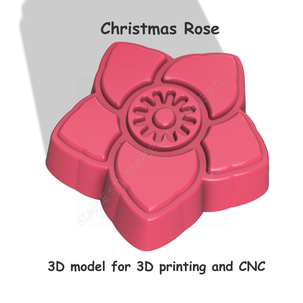 Christmas Rose Stl FILE For Vacuum Forming And 3D Printing 1