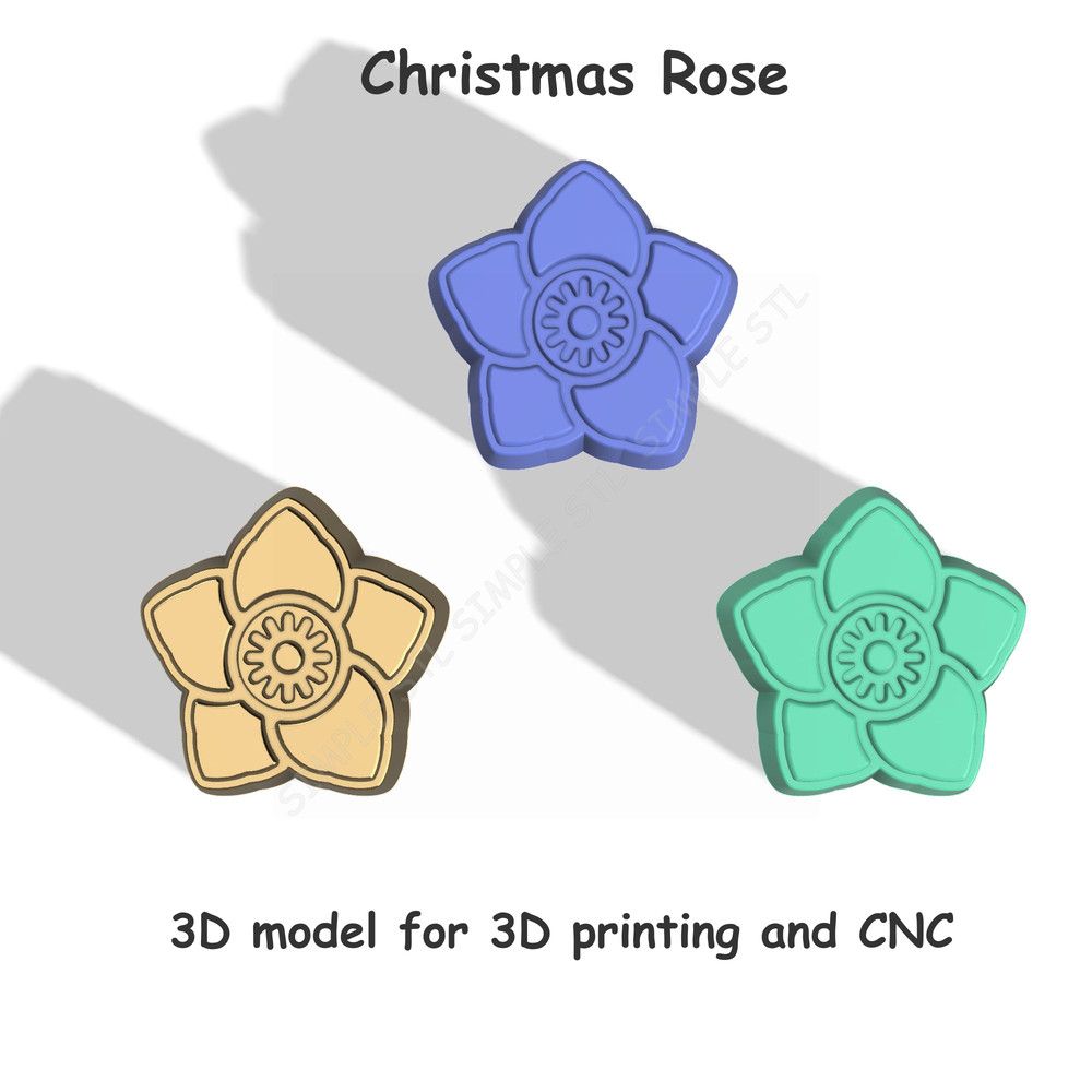 Christmas Rose Stl FILE For Vacuum Forming And 3D Printing 2