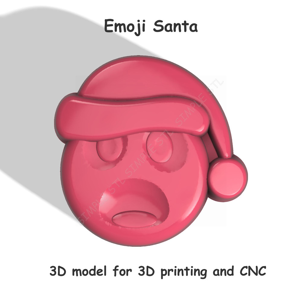 Emoji Santa Stl FILE For Vacuum Forming And 3D Printing 0