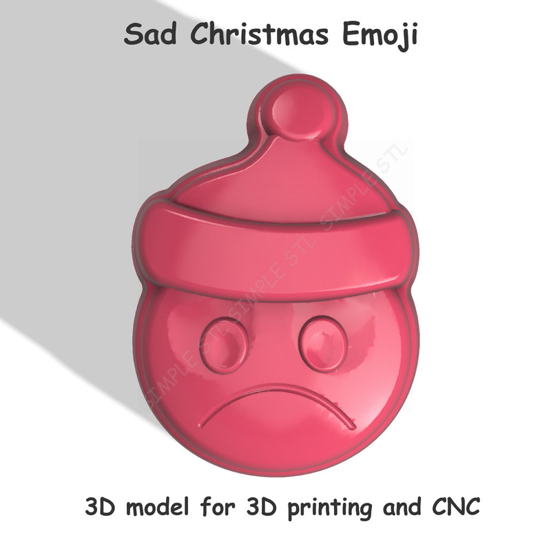 Sad Christmas Emoji Stl FILE For Vacuum Forming And 3D Printing 0