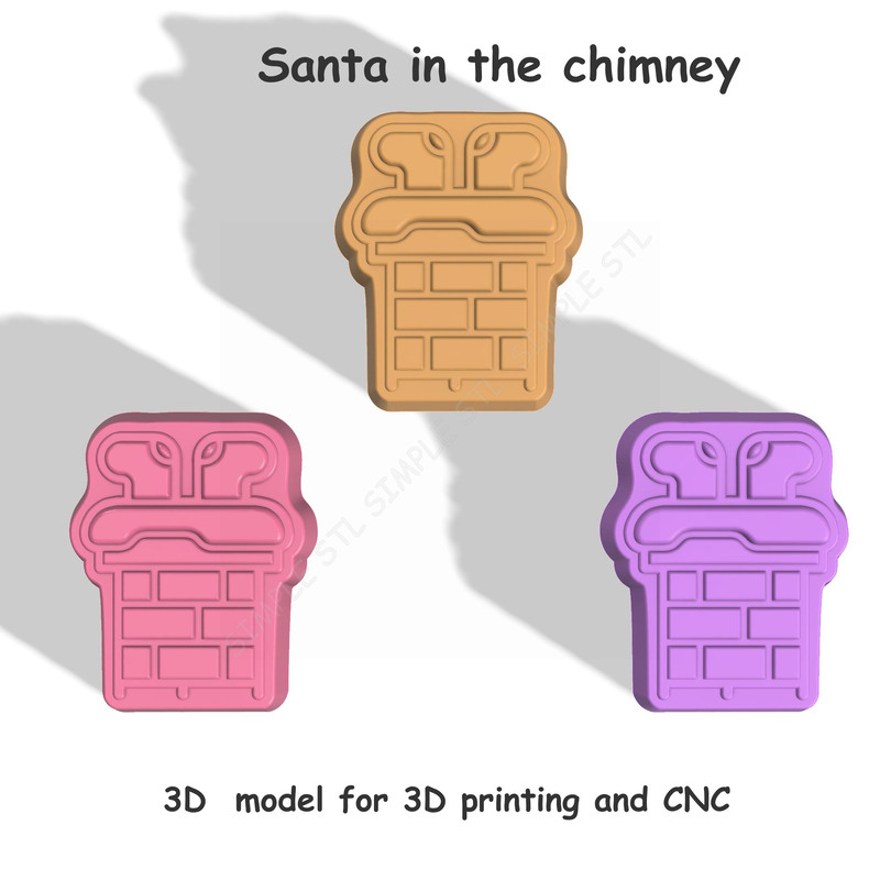 Santa In The Chimney Stl FILE For Vacuum Forming And 3D Printing 2